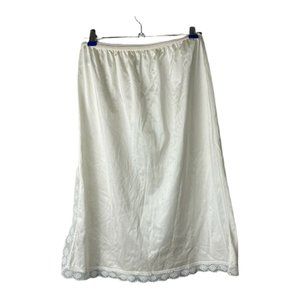 Vintage Body Chic Sz. Medium Ivory Lace Trimmed Half Slip w/ Side Slit